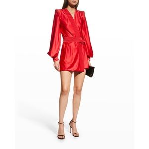 ZHIVAGO Cala Conta Belted Mini Wrap Dress in Cherry size US12